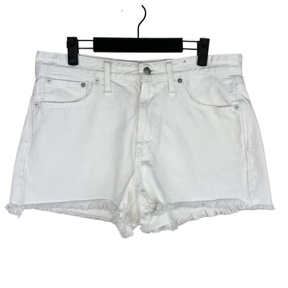 Madewell Denim Shorts Size 29 Relaxed Fit White Wash Jean Cutoff in Tile White - Picture 2 of 8